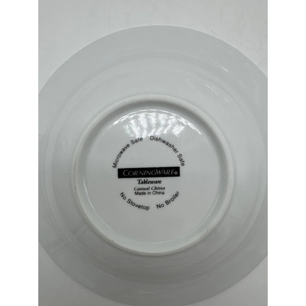 Set 4 Corning Ware Tableware‎ French White Rimmed Soup Bowls 8-1/8" Pasta Salad - Picture 3 of 3